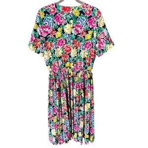 Talbots Dress Women's 12 Floral Pleated Skirt Midi 80s 90s Vintage